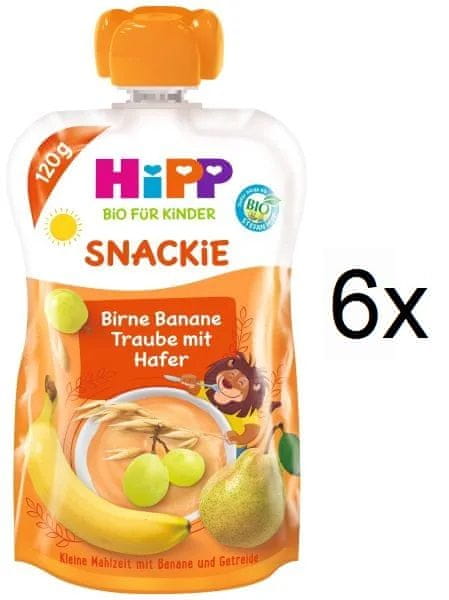 HiPP BIO Snackie Hruška-Banán-Biele hrozno-Ovos 6 x 120 g